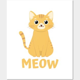 Cute Kawaii Orange Cat Meow Posters and Art